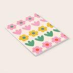 Spring Flower Stripes Cute and Cheerful Floral Pattern Pink Blue Green Mustard Yellow Notebook Gallery Image 3