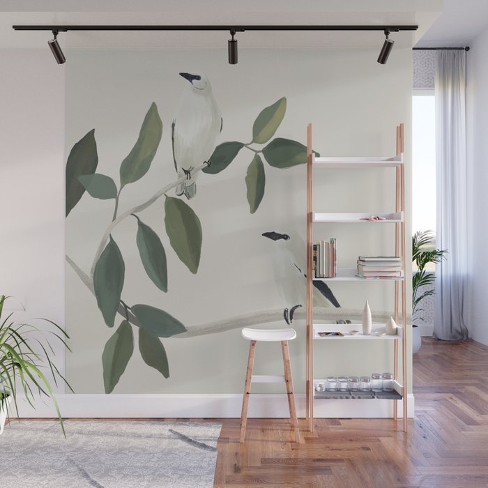 Minimalist Birds On Branch 3 Wall Mural Gallery Image 1