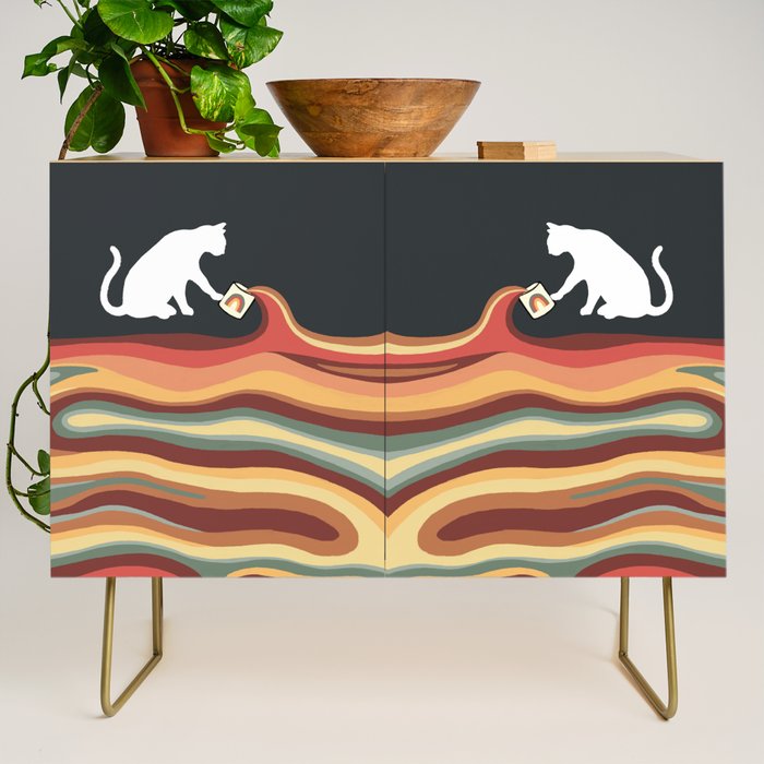 Rainbow cat 1b black magic coffee milk drop Credenza Gallery Image 1