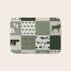 Camping hunter green plaid quilt cheater quilt baby nursery cute pattern bear moose cabin life Bath Mat Gallery Image 1
