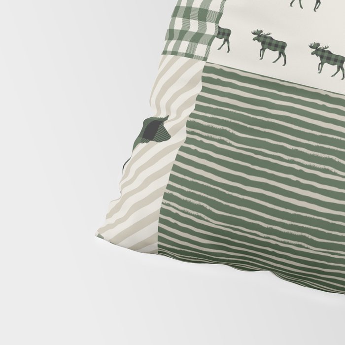 Camping hunter green plaid quilt cheater quilt baby nursery cute pattern bear moose cabin life Pillow Sham Gallery Image 4