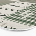 Camping hunter green plaid quilt cheater quilt baby nursery cute pattern bear moose cabin life Bath Mat Gallery Image 3
