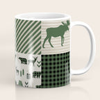 Camping hunter green plaid quilt cheater quilt baby nursery cute pattern bear moose cabin life Coffee Mug Gallery Image 1