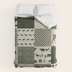 Camping hunter green plaid quilt cheater quilt baby nursery cute pattern bear moose cabin life Duvet Cover Gallery Image 6