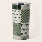 Camping hunter green plaid quilt cheater quilt baby nursery cute pattern bear moose cabin life Travel Mug Gallery Image 1