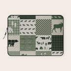 Camping hunter green plaid quilt cheater quilt baby nursery cute pattern bear moose cabin life Laptop Sleeve Gallery Image 1