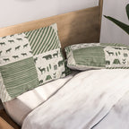 Camping hunter green plaid quilt cheater quilt baby nursery cute pattern bear moose cabin life Pillow Sham Gallery Image 2