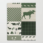 Camping hunter green plaid quilt cheater quilt baby nursery cute pattern bear moose cabin life Notebook Gallery Image 4