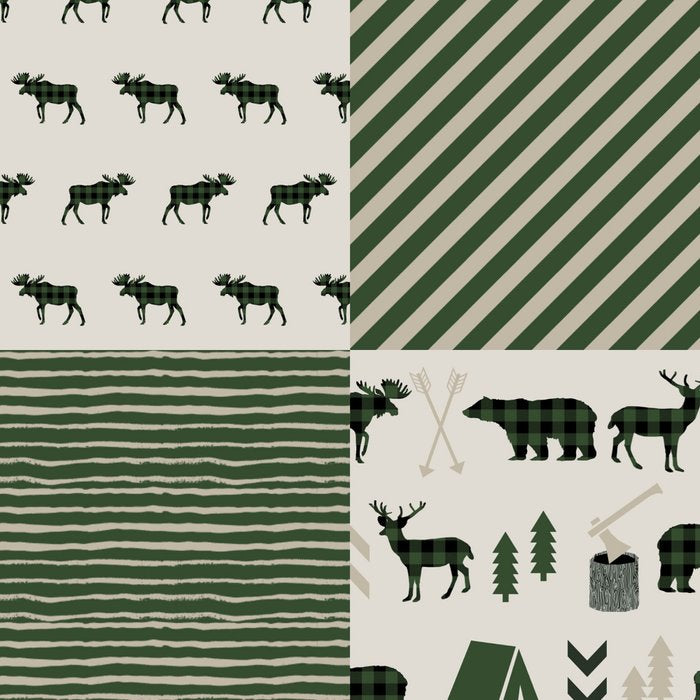 Camping hunter green plaid quilt cheater quilt baby nursery cute pattern bear moose cabin life Coffee Mug Gallery Image 2