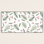 Christmas tree branches and berries - vintage Desk Mat Gallery Image 3