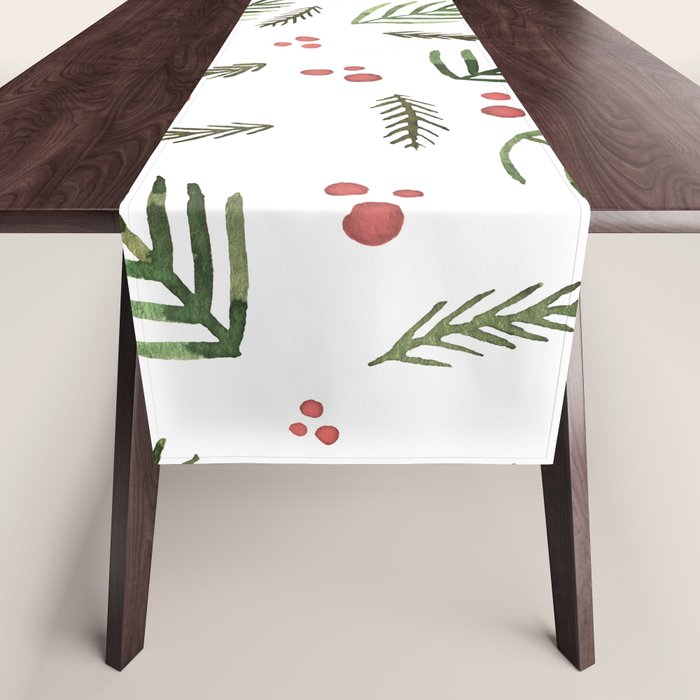 Christmas tree branches and berries - vintage Table Runner Gallery Image 1