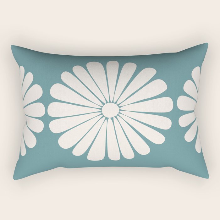 Retro Daisy Abstract XXII Teal Green Bold Floral Rectangular Pillow Gallery Image 2