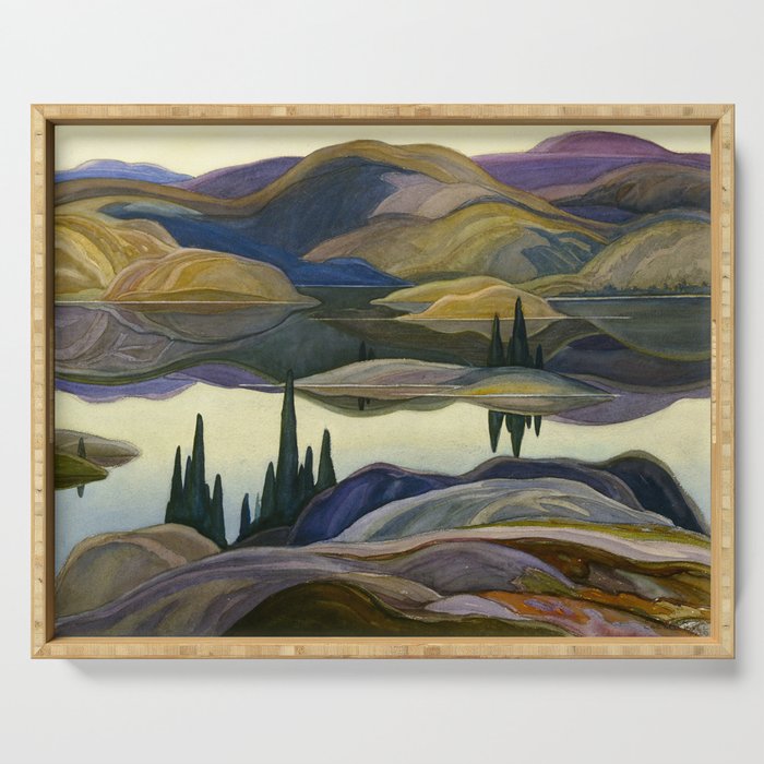 Canadian Landscape Franklin Carmichael Art Nouveau Post-Impressionism Mirror Lake Serving Tray Gallery Image 1