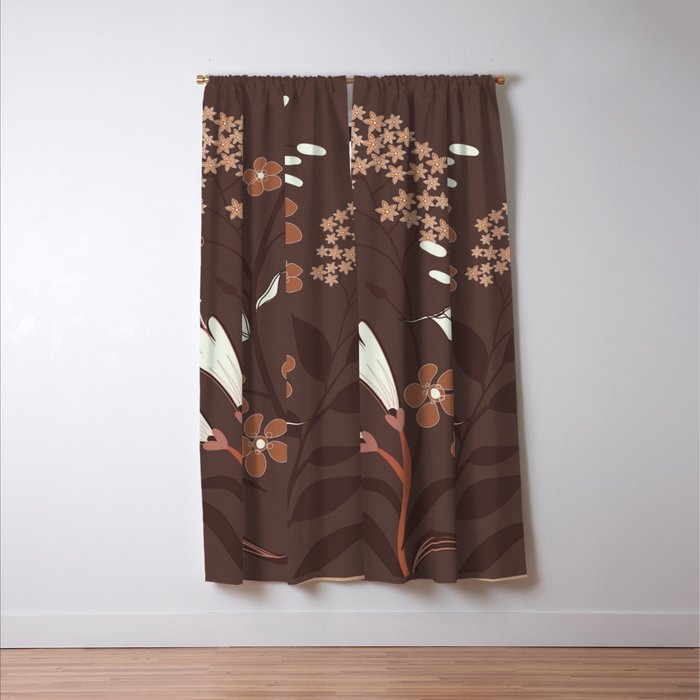 Floral Mocha 2 Window Curtain Gallery Image 3