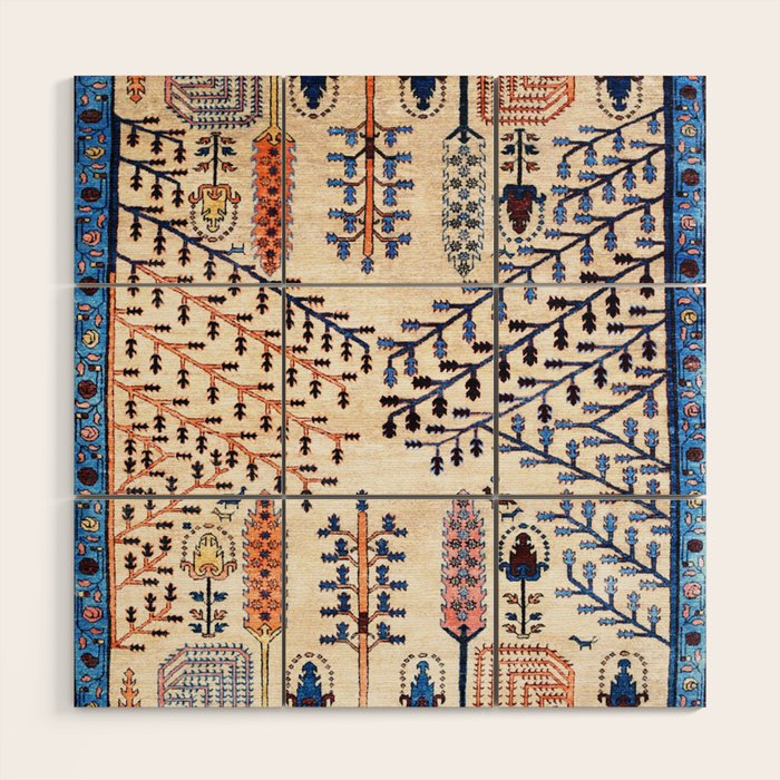 Floral Garden Persian Rug Print Wood Wall Art Gallery Image 1
