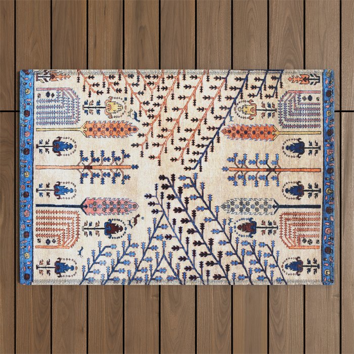 Floral Garden Persian Rug Print Outdoor Rug Gallery Image 1