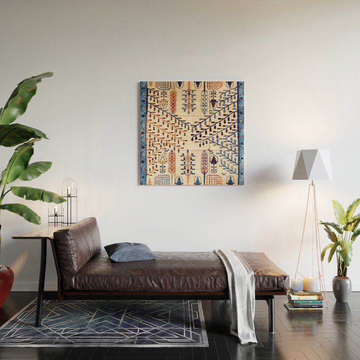 Floral Garden Persian Rug Print Wood Wall Art Gallery Image 2