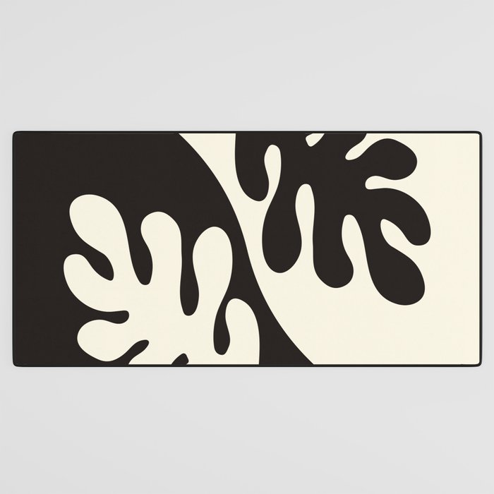 Matisse Inspired Yin Yang Leaf Cutouts in Black & Off White Desk Mat Gallery Image 3