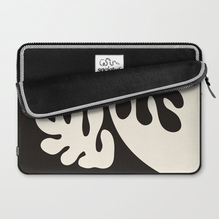 Matisse Inspired Yin Yang Leaf Cutouts in Black & Off White Laptop Sleeve Gallery Image 2