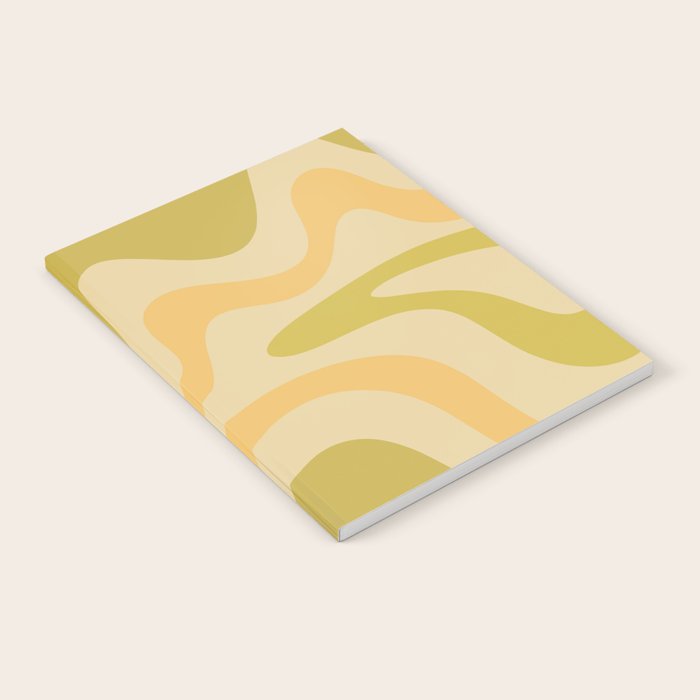 Retro Liquid Swirl Abstract Pattern Square Avocado Lemon Notebook Gallery Image 2