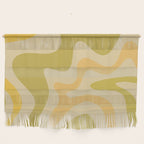 Retro Liquid Swirl Abstract Pattern Square Avocado Lemon Wall Hanging Gallery Image 1