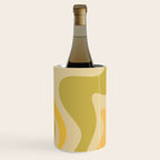 Retro Liquid Swirl Abstract Pattern Square Avocado Lemon Wine Chiller Gallery Image 2