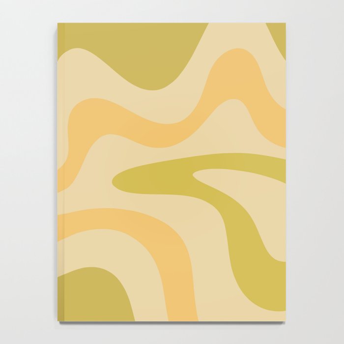 Retro Liquid Swirl Abstract Pattern Square Avocado Lemon Notebook Gallery Image 4