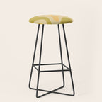 Retro Liquid Swirl Abstract Pattern Square Avocado Lemon Stool Gallery Image 1