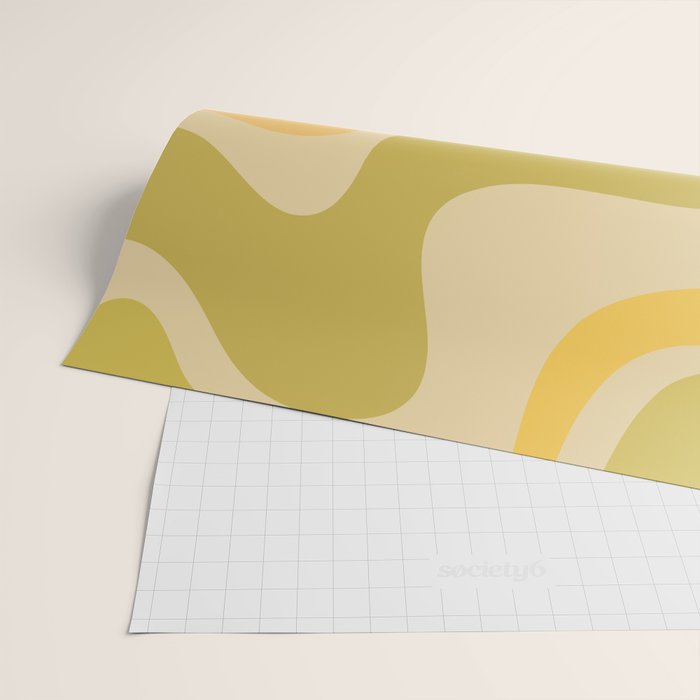 Retro Liquid Swirl Abstract Pattern Square Avocado Lemon Wrapping Paper Gallery Image 2