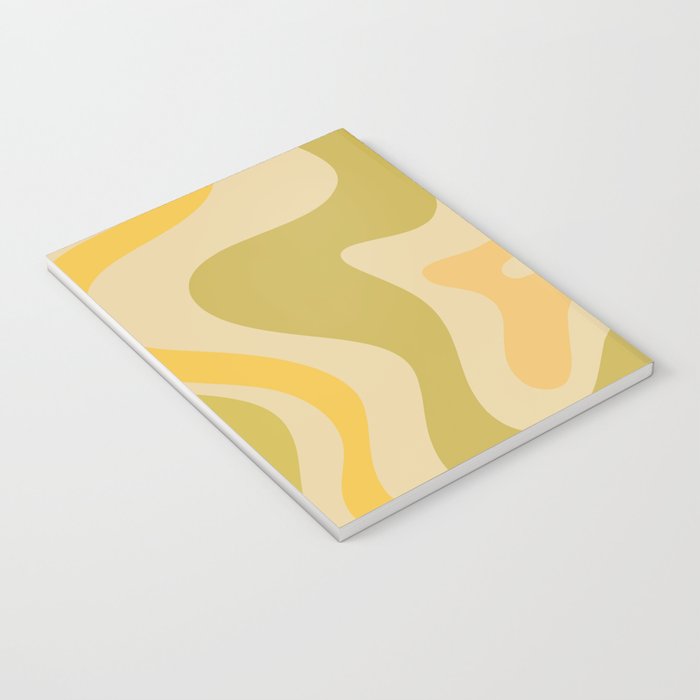 Retro Liquid Swirl Abstract Pattern Square Avocado Lemon Notebook Gallery Image 3