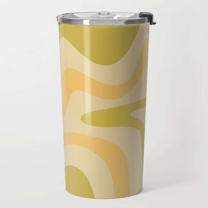 Retro Liquid Swirl Abstract Pattern Square Avocado Lemon Travel Mug Gallery Image 2