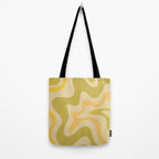 Retro Liquid Swirl Abstract Pattern Square Avocado Lemon Tote Bag Gallery Image 2