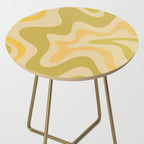 Retro Liquid Swirl Abstract Pattern Square Avocado Lemon Side Table Gallery Image 2