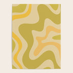Retro Liquid Swirl Abstract Pattern Square Avocado Lemon Poster Gallery Image 4