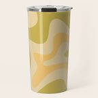 Retro Liquid Swirl Abstract Pattern Square Avocado Lemon Travel Mug Gallery Image 1