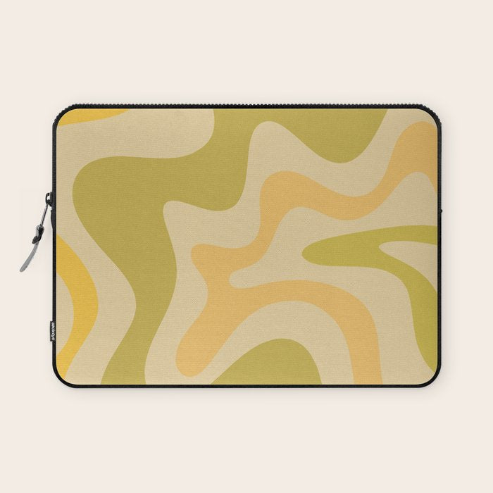 Retro Liquid Swirl Abstract Pattern Square Avocado Lemon Laptop Sleeve Gallery Image 1
