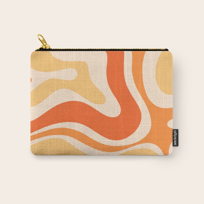 Retro Modern Liquid Swirl Abstract Pattern Square in Tangerine Orange Tones Carry All Pouch Gallery Image 1