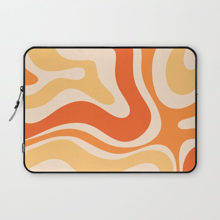 Retro Modern Liquid Swirl Abstract Pattern Square in Tangerine Orange Tones Laptop Sleeve Gallery Image 1