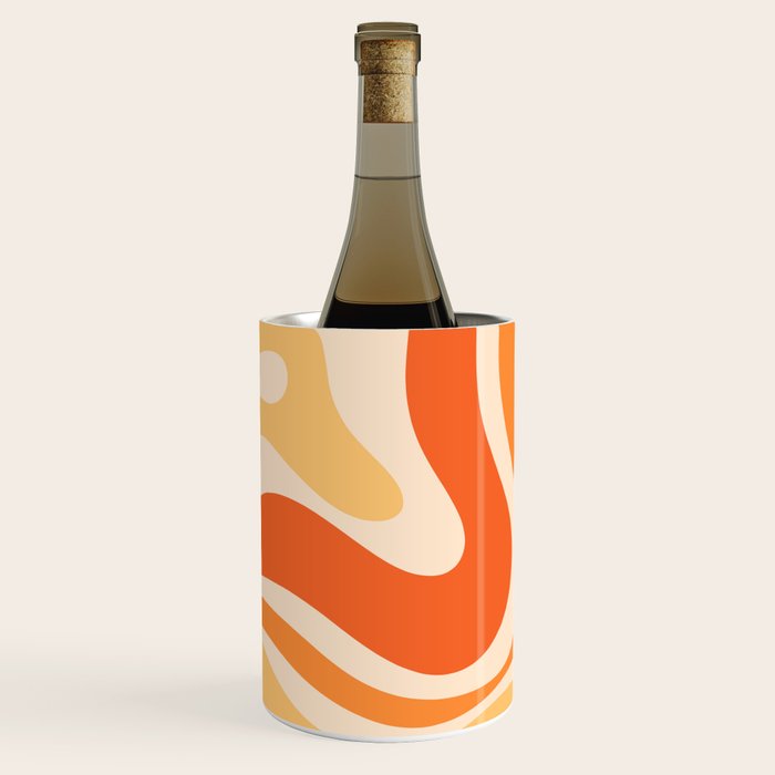 Retro Modern Liquid Swirl Abstract Pattern Square in Tangerine Orange Tones Wine Chiller Gallery Image 1