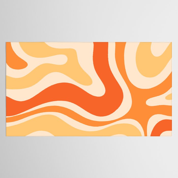 Retro Modern Liquid Swirl Abstract Pattern Square in Tangerine Orange Tones Tablecloth Gallery Image 2