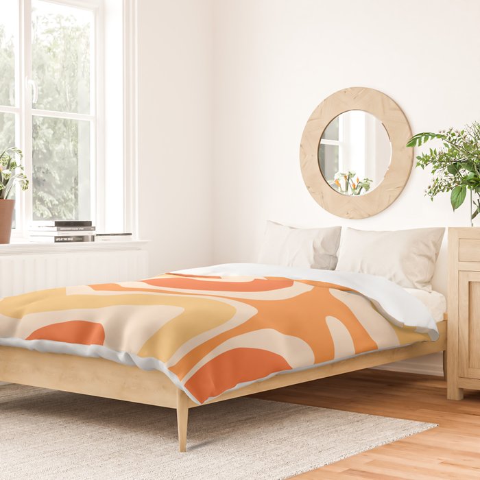 Retro Modern Liquid Swirl Abstract Pattern Square in Tangerine Orange Tones Duvet Cover Gallery Image 2