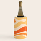 Retro Modern Liquid Swirl Abstract Pattern Square in Tangerine Orange Tones Wine Chiller Gallery Image 2