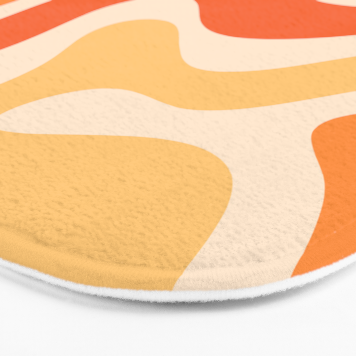 Retro Modern Liquid Swirl Abstract Pattern Square in Tangerine Orange Tones Bath Mat Gallery Image 3