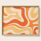 Retro Modern Liquid Swirl Abstract Pattern Square in Tangerine Orange Tones Serving Tray Gallery Image 1