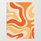 Retro Modern Liquid Swirl Abstract Pattern Square in Tangerine Orange Tones Poster Gallery Image 4