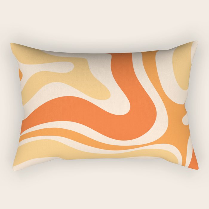 Retro Modern Liquid Swirl Abstract Pattern Square in Tangerine Orange Tones Rectangular Pillow Gallery Image 1