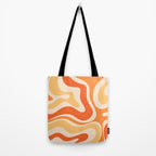 Retro Modern Liquid Swirl Abstract Pattern Square in Tangerine Orange Tones Tote Bag Gallery Image 2