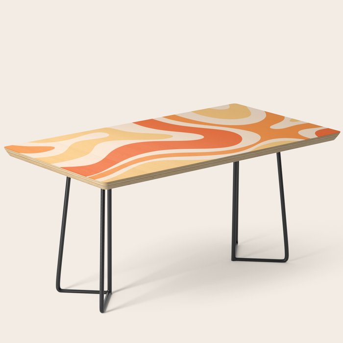 Retro Modern Liquid Swirl Abstract Pattern Square in Tangerine Orange Tones Coffee Table Gallery Image 1