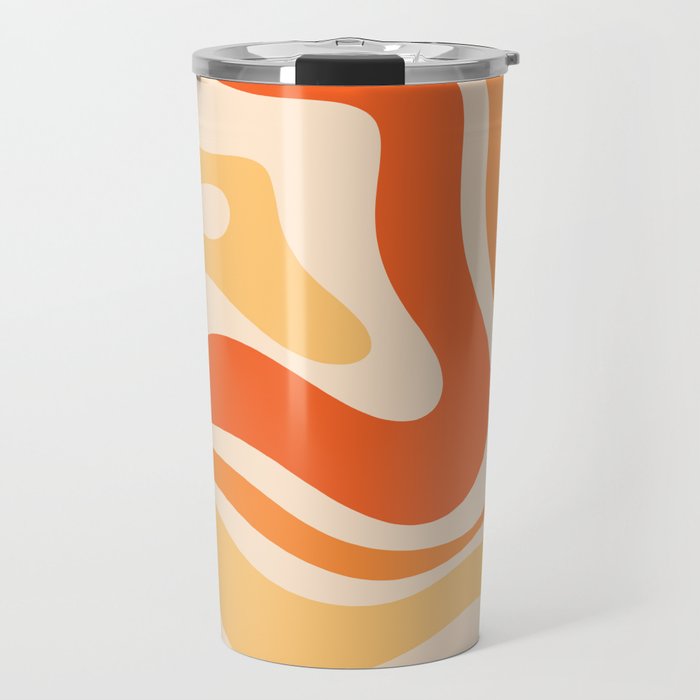 Retro Modern Liquid Swirl Abstract Pattern Square in Tangerine Orange Tones Travel Mug Gallery Image 1
