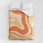 Retro Modern Liquid Swirl Abstract Pattern Square in Tangerine Orange Tones Duvet Cover Gallery Image 6